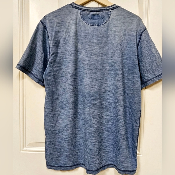 Faherty Heathered acid washed blue henley Men cotton Tee shirt tops size L - Picture 3 of 9